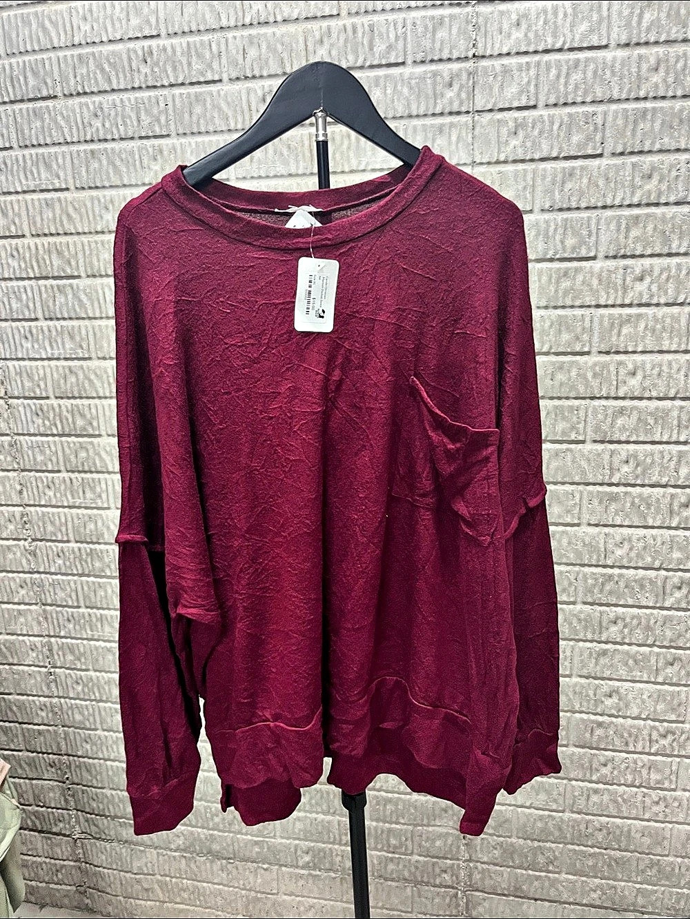 Carole Christian Maroon Pocket Sweater Burgundy XL